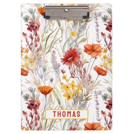 Levendige woestijnbloemen Gepersonaliseerd naam fl Klembord (Voorkant)