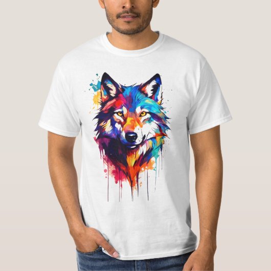 Levendige Wolf Art T-shirt (Voorkant)
