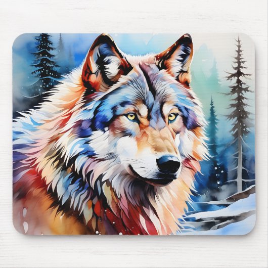 Levendige wolf in de sneeuw muismat (Voorkant)