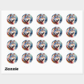 Levendige wolf in de sneeuw ronde sticker (Vel)
