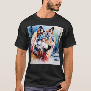 Levendige wolf in de sneeuw t-shirt