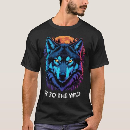 Levendige Wolf Stare Wildlife Art Fierce Gaze T-shirt (Voorkant)