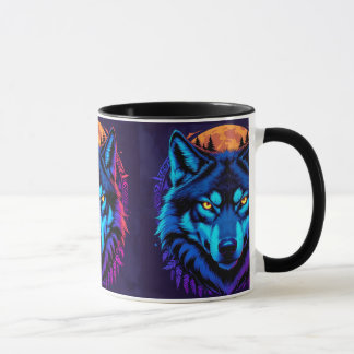 Levendige Wolf Stare Wildlife Fierce Gaze Mok