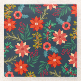 Levendige Xmas Floral Onderzetter Glazen Onderzetter