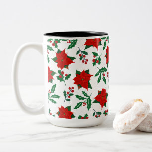 Levendige Xmas Floral Tweekleurige Koffiemok