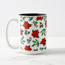 Levendige Xmas Floral Tweekleurige Koffiemok