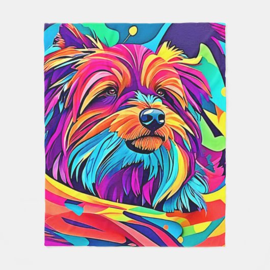 Levendige Yorkie Pop Art Fleece Deken (Voorkant)