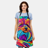 Levendige Yorkie Pop Art Schort (Gedragen)
