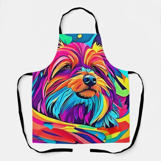 Levendige Yorkie Pop Art Schort (Voorkant)