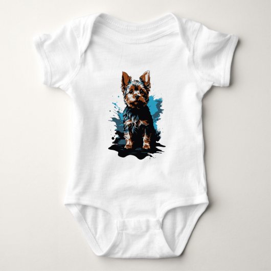 Levendige Yorkshire Terrier Spat-art  Romper (Voorkant)