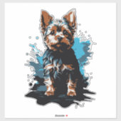 Levendige Yorkshire Terrier Splash Art Sticker (Vel)