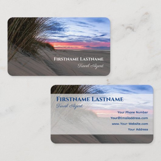 Levendige zandduin strand zonsondergang oceaan rei visitekaartje