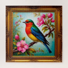 Levendige Zangvogel op Bloeiende Tak Legpuzzel