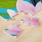 Levendige Zangvogel op een bloeiende tak Legpuzzel (Zijkant)