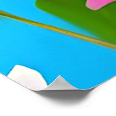 Levendige Zangvogel op een bloeiende tak Poster (Hoek)