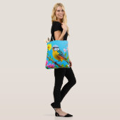 Levendige Zangvogel op een bloeiende tak Tote Bag (Op model)