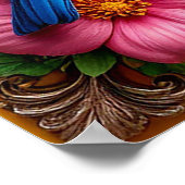 Levendige Zangvogels Omgeven Door Bloemen Lijst Poster (Hoek)