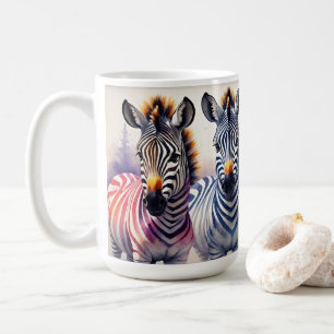 Levendige Zebra Duo Waterverf Pointillisme Art Koffiemok