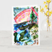 Levendige Zee Coast kerstboom Kaart (Gele Bloem)