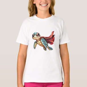 Levendige Zeeen schildpad met rode details T-shirt
