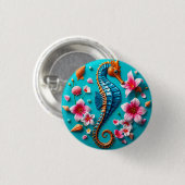 Levendige zeepaard en koraalrifscene ronde button 3,2 cm (Voorkant /achterkant)