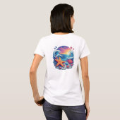 Levendige Zeester op Strand met Oceaangolven T-shirt (Achterkant volledig)