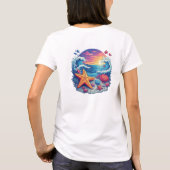 Levendige Zeester op Strand met Oceaangolven T-shirt (Achterkant)