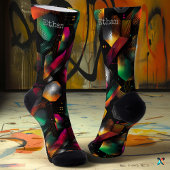 Levendige zeshoek met Gradient Emerald en Magenta Sokken