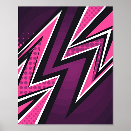 Levendige zigzag in roze en Paarse Poster (Voorkant)