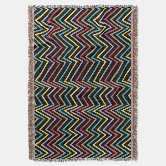 Levendige ZigZag Symfonie Een uitbarsting van Kleu Deken (Voorkant Verticaal)