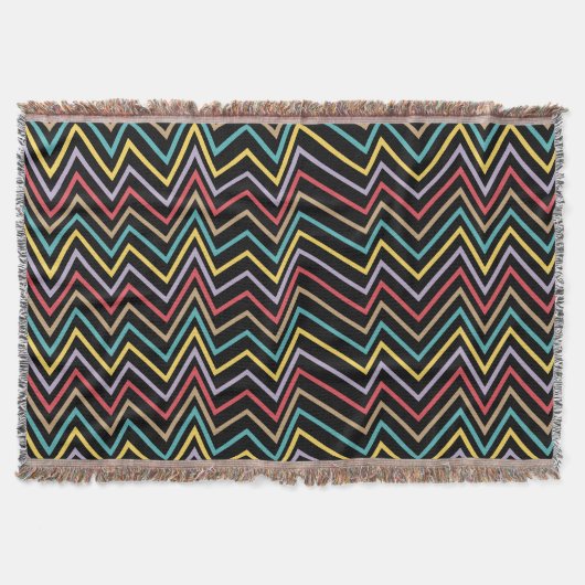 Levendige ZigZag Symfonie Een uitbarsting van Kleu Deken (Voorkant)