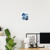 Levendige Zilveren BLUE ICE BOMEN Tekst Ontwerp Poster (Thuiskantoor)