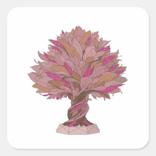Levendige Zilveren BOOM DES LEVENS Vierkante Stick Sticker (Voorkant)