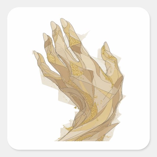 Levendige Zilveren Gouden Handen Sticker Afdruk (Voorkant)