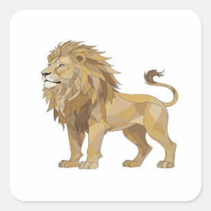 Levendige Zilveren LEEUW Vinyl Stijl Vierkante Sticker