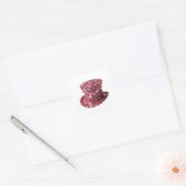Levendige Zilveren ROZE MUNT HOED Label Ontwerp (Envelop)