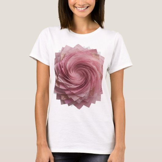 Levendige Zilveren ROZE ROOS Tekst Ontwerp T-shirt (Voorkant)
