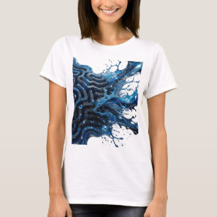 Levendige Zilveren WATERSTROOM 3D-Tekstkunst T-shirt