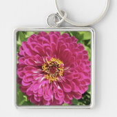 Levendige Zinnia Bloem Foto Sleutelhanger (Voorkant)