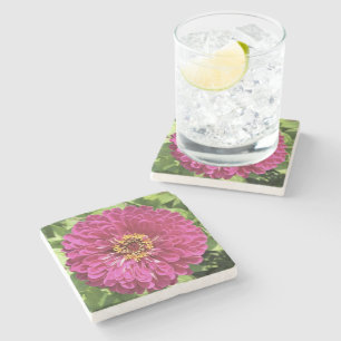Levendige Zinnia Bloem Foto Stenen Onderzetter