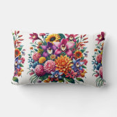 Levendige Zinnia's en Kosmos Floral Design Kussen (Achterkant)