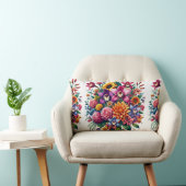 Levendige Zinnia's en Kosmos Floral Design Kussen (Stoel)