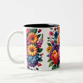Levendige Zinnia's en Kosmos Floral Design Tweekleurige Koffiemok
