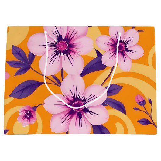 Levendige zomer bloemen-dopamine stijl groot cadeauzakje (Voorkant)