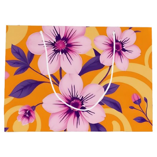 Levendige zomer bloemen-dopamine stijl groot cadeauzakje (Achterkant)