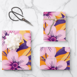 Levendige zomer bloemen-dopamine stijl inpakpapier vel