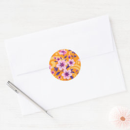 Levendige zomer bloemen-dopamine stijl ronde sticker