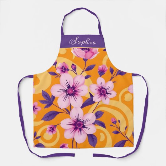 Levendige zomer bloemen-dopamine stijl schort (Voorkant)