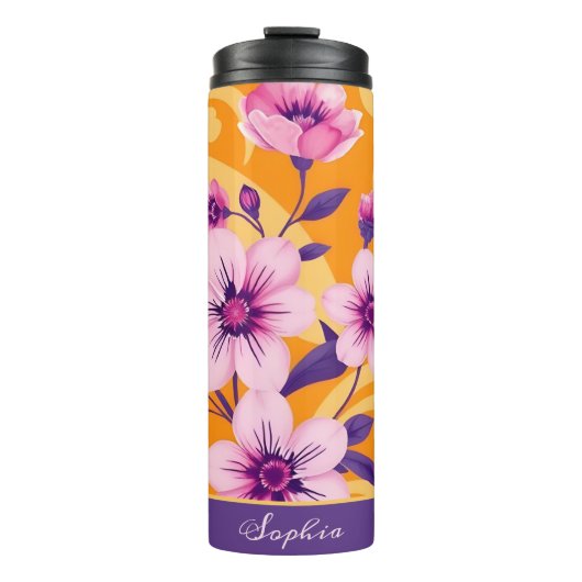 Levendige zomer bloemen-dopamine stijl thermosbeker (Voorkant)