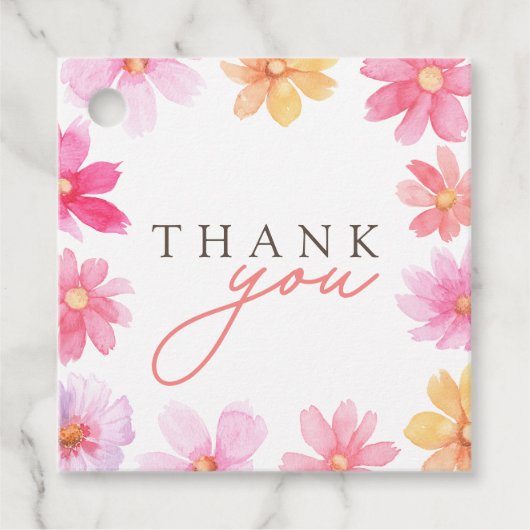 Levendige zomer bloemen wilde bloem dank u bedankjes labels (Voorkant)